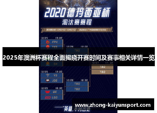 2025年澳洲杯赛程全面揭晓开赛时间及赛事相关详情一览